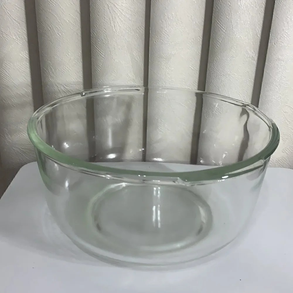 Bowl 1 Gallon Heavy Durable Vintage Clear Glass 2 Handle Pour Spout Mixing Bowl